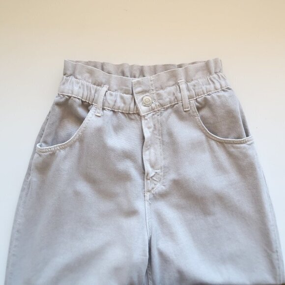 Zara Grey Paper-bag Baggy / Slouchy High Elastic Waist Jeans Size S - Picture 6 of 10